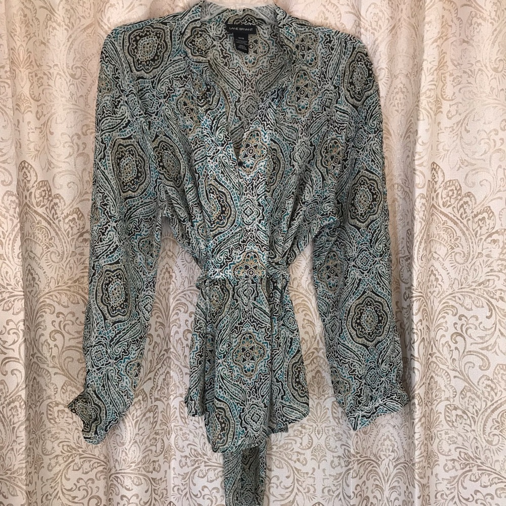 Lane Bryant sheer tied blouse